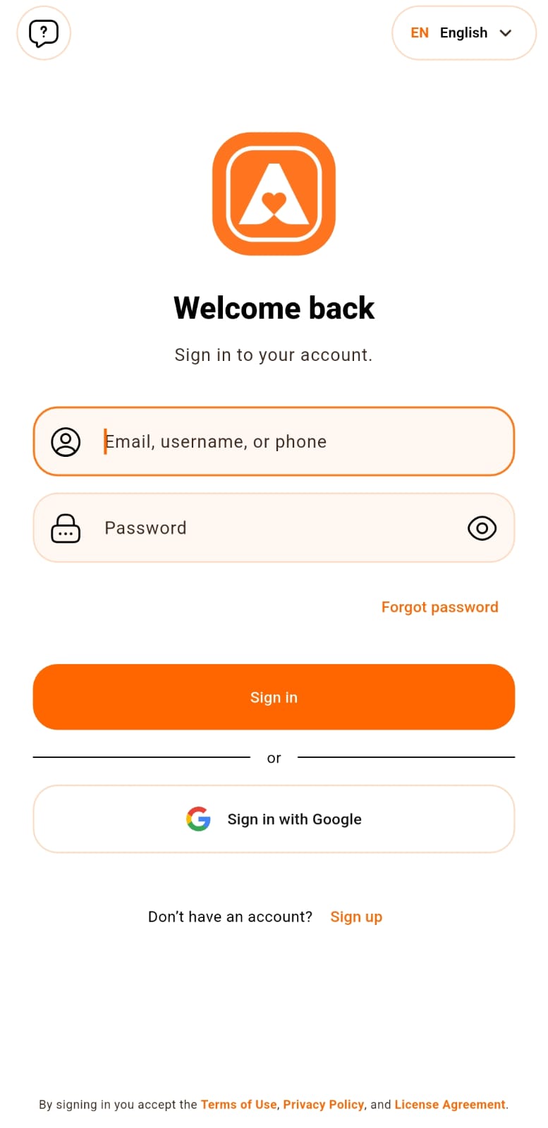Sign in light theme