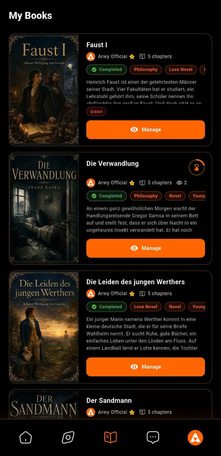 My books screen
