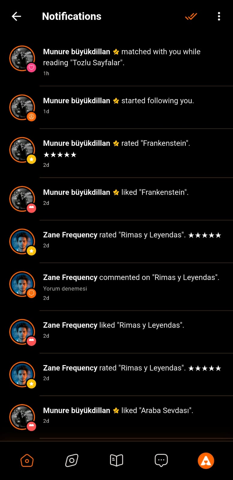 Notifications screen